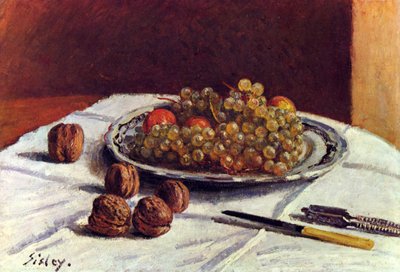 Natura morta, uva e noci da Alfred Sisley